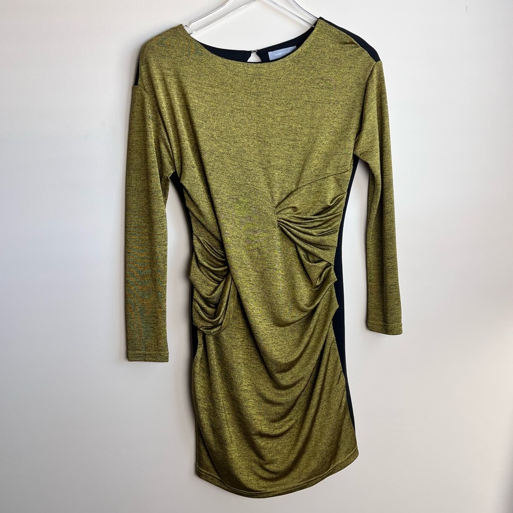 SAMSOE Olive and Black Ruched Dress